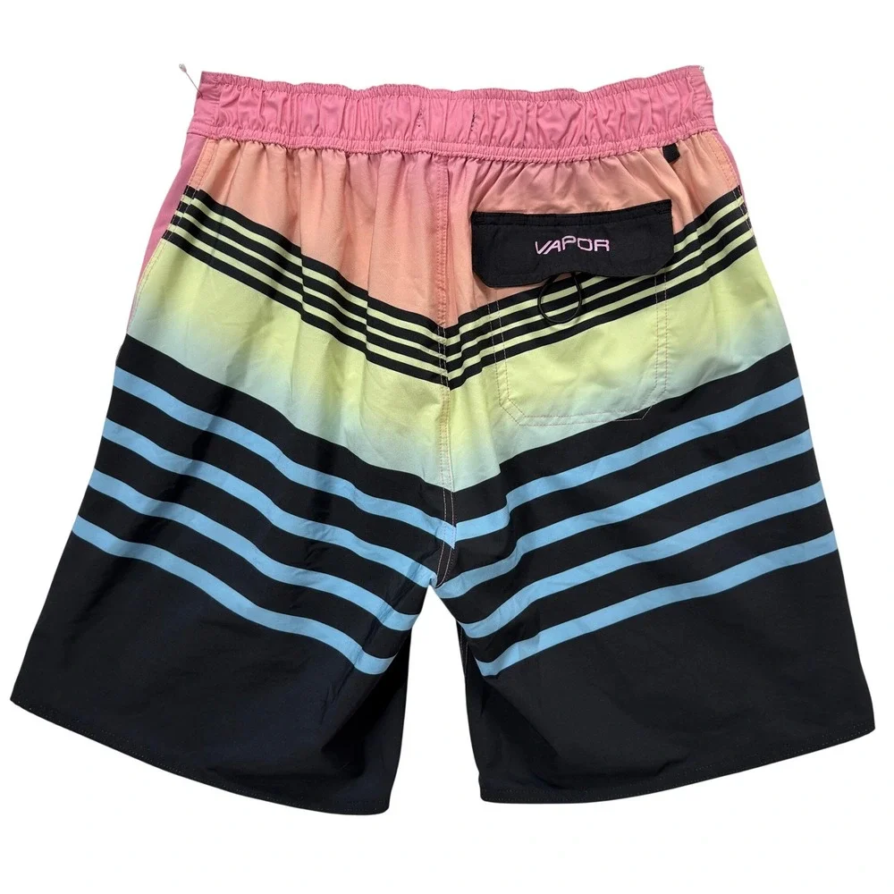Body Glove Vapor Mens Board Shorts Size M/32 Pink Black Striped Swim Trunks Surf